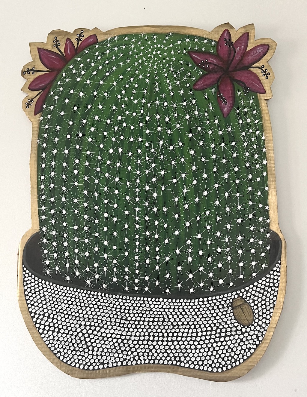 "Cactus 2" Acrylic on Recycled cardboard Basel 2023 by Juliette Lepage Boisdron