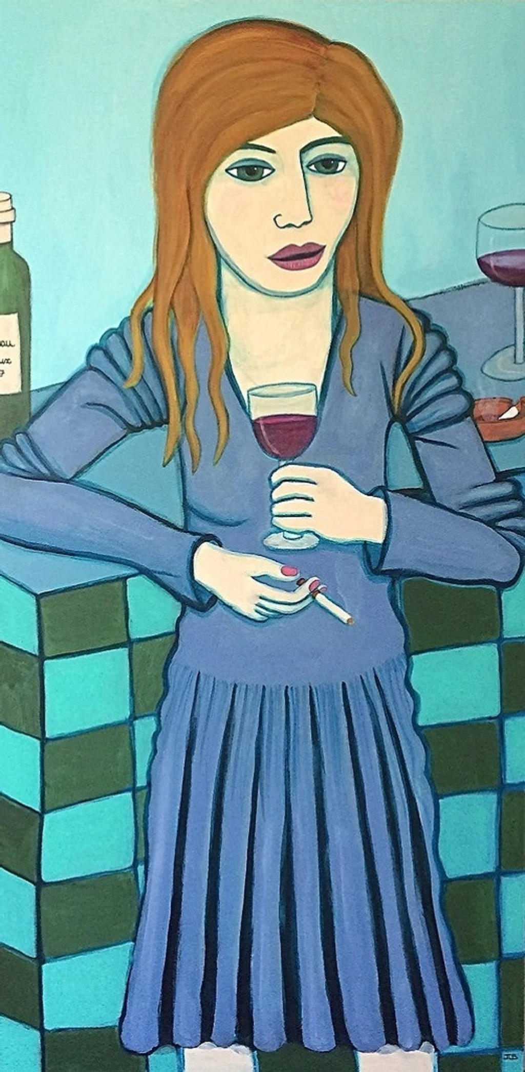 " Everyday, I have a drink" Acrylic on board by Juliette Lepage Boisdron